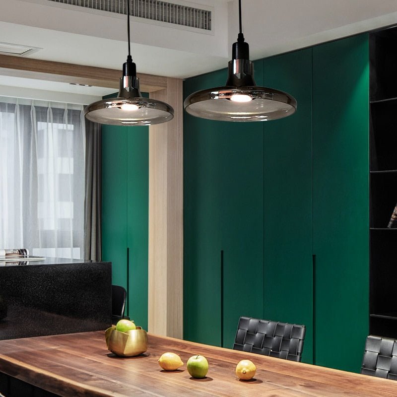 MIRODEMI® Retro Pendant Lamp - Smoky Gray Glass for Dining Room & Kitchen
