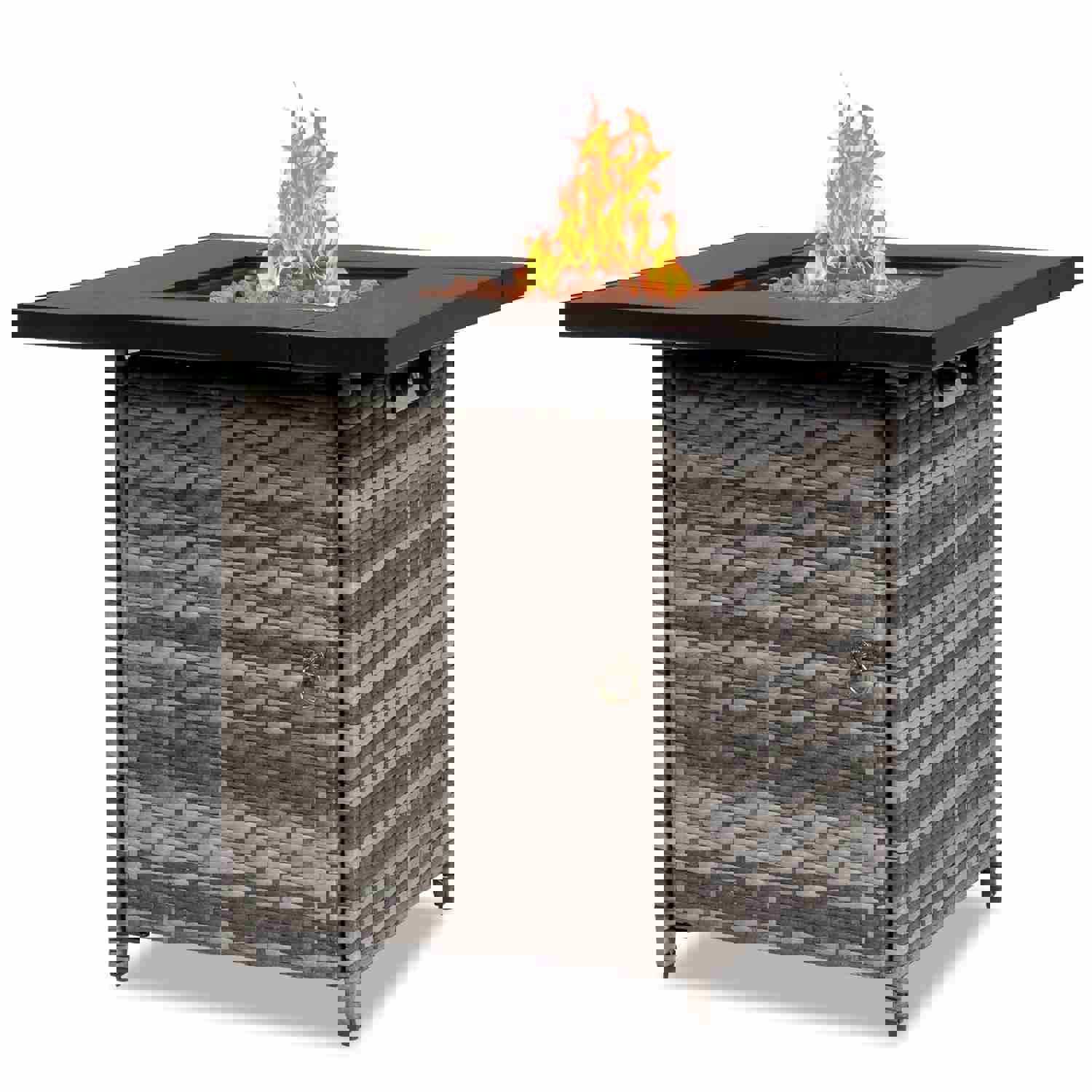 SEGMART 28 Outdoor Gas Fire Pit Table, 40,000 BTU Propane Patio Heater with Lid and Lava Rocks