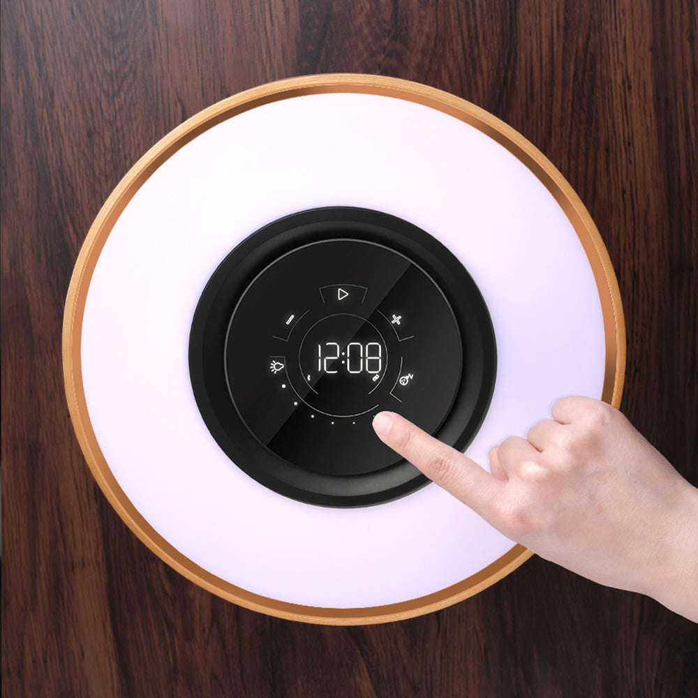Round Intelligent Music Bluetooth Speaker Bed Lamp with WiFi and Wireless Charging