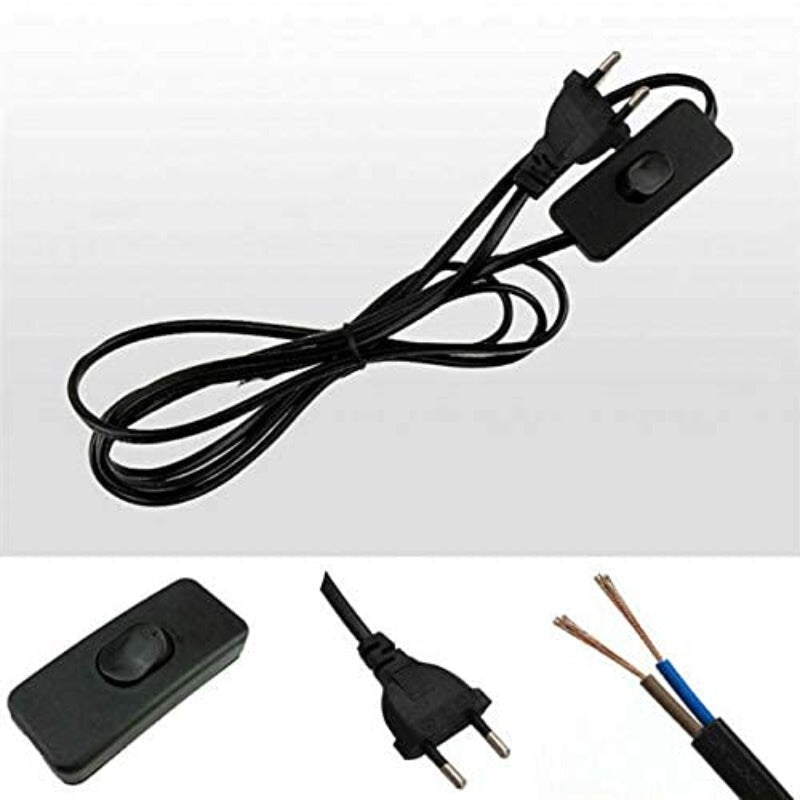 BTR CRAFTS Long Copper Wire with Bed Switch On Off Button for Table Lamps (1.5 Meter, 60 Inch, Black) - Set of 15