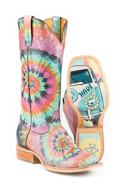 Tin Haul Women's Groovy Tie Dye Cowgirl Boots - Square Toe Style