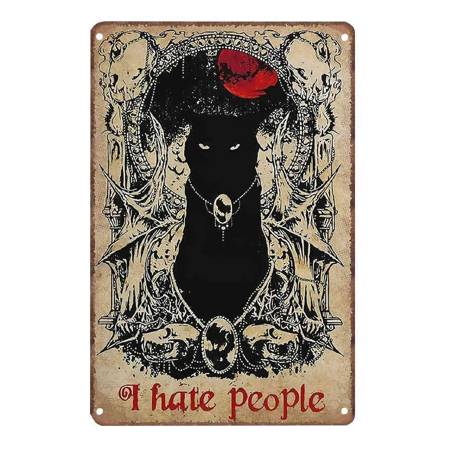1pc Vintage Black Cat Funny Aluminum Sign for Home Garden Coffee Retro Wall Decor 7.9inch*11.9inch