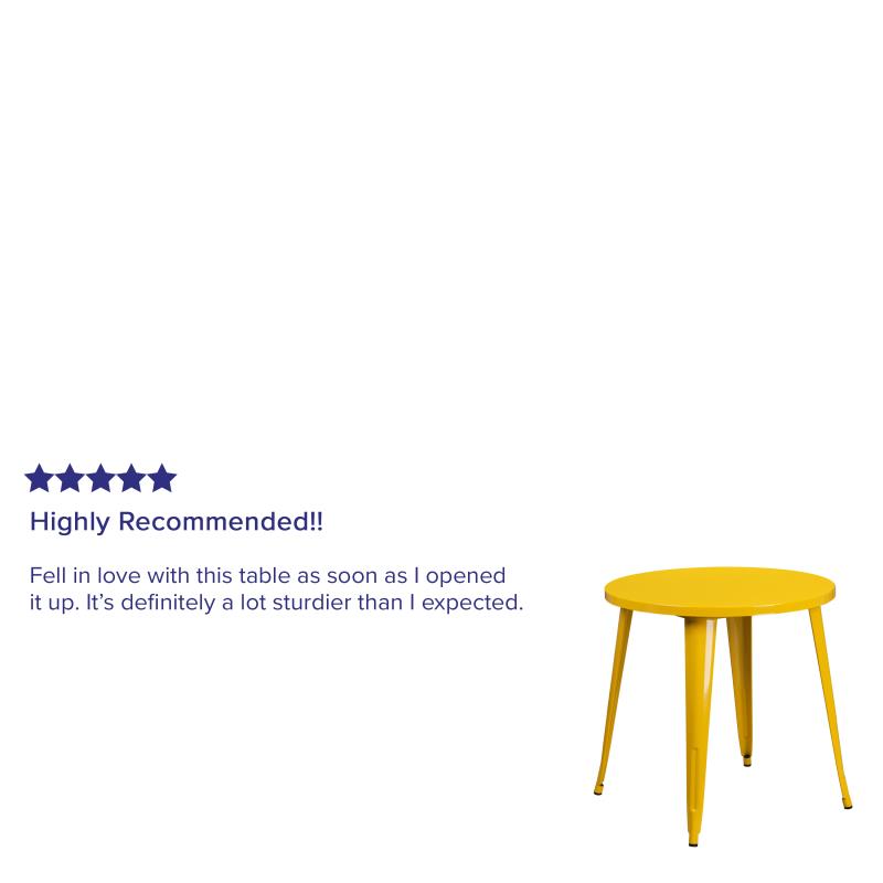 Flash Furniture Jeffrey Commercial Grade 30 Round Yellow Metal Indoor-Outdoor Table