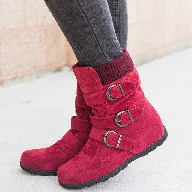 Comfortable Women Buckle Strap Platform Ankle Boots