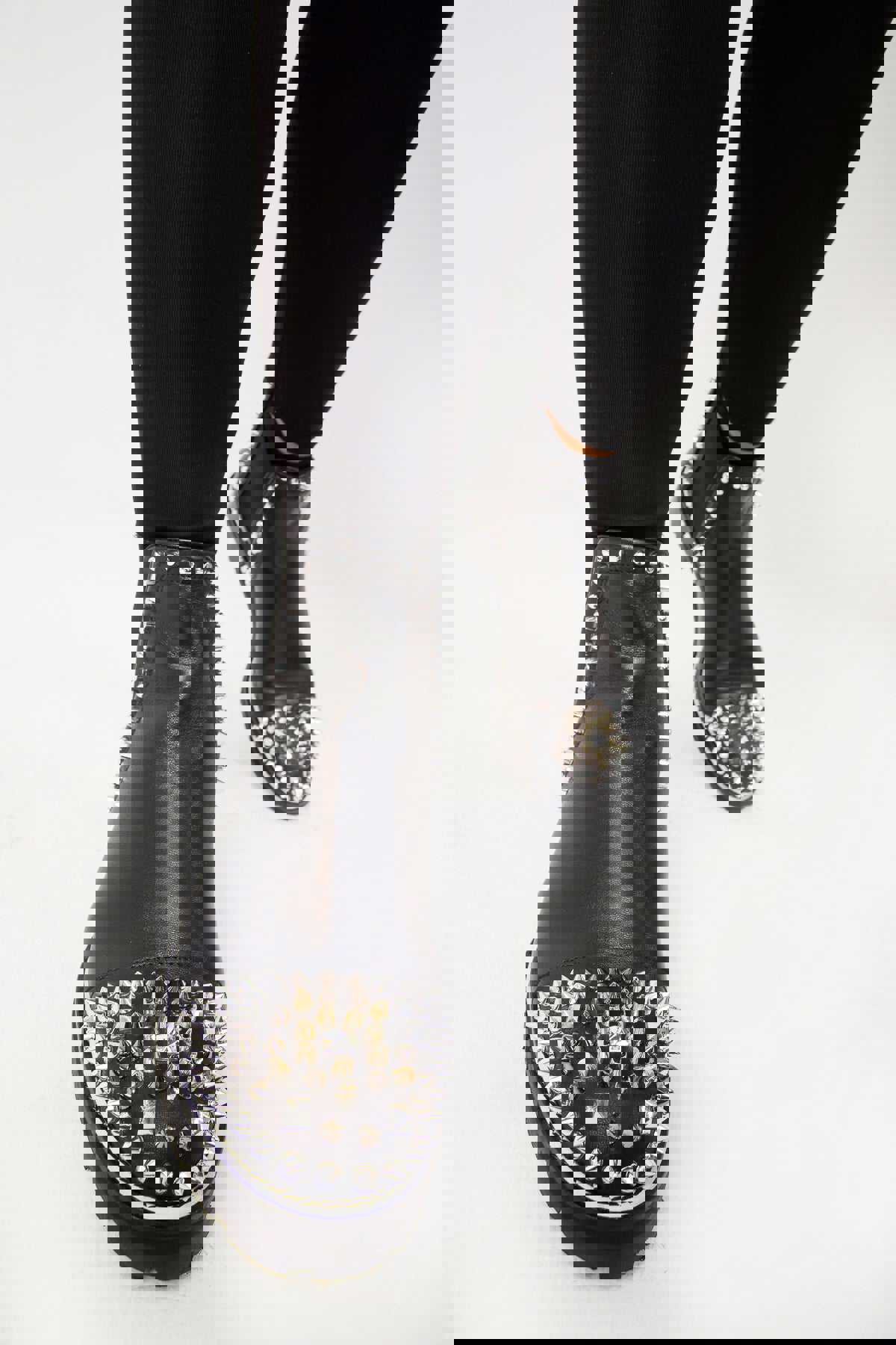 Vuvulane Black Spike Leather Ankle Women Boot
