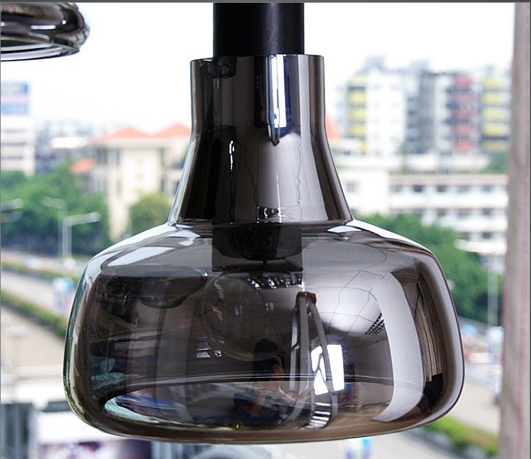 MIRODEMI® Retro Pendant Lamp - Smoky Gray Glass for Dining Room & Kitchen