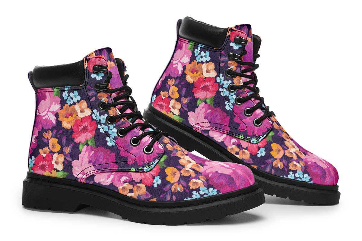 Floral Classic Vibe Boots - Custom Printed, Vegan & Water Resistant