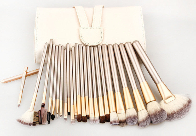 Spot Detonating 121824 White Make-up Brush Set - 24 Pieces Champagne Color Makeup Brushes