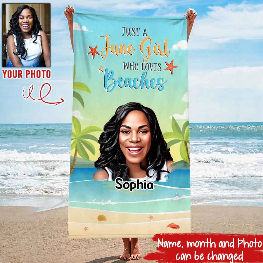 Custom Beach Towels - June Birthday Gift for Women, Soft and Absorbent