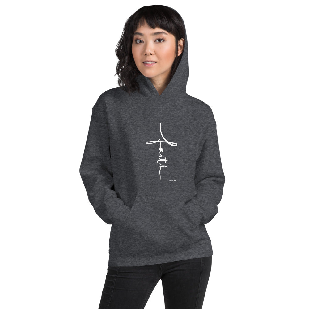 Faith Script - Vertical Cross - Unisex Hoodie