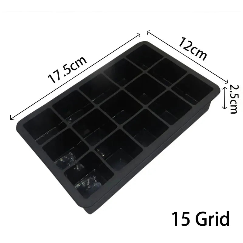 Grid Big Ice Tray Mold Box - Large Food Grade Silicone Ice Cube Square Tray for DIY Bar, Pub, Wine, and Cocktails (4/6/8/15 Grid Options)
