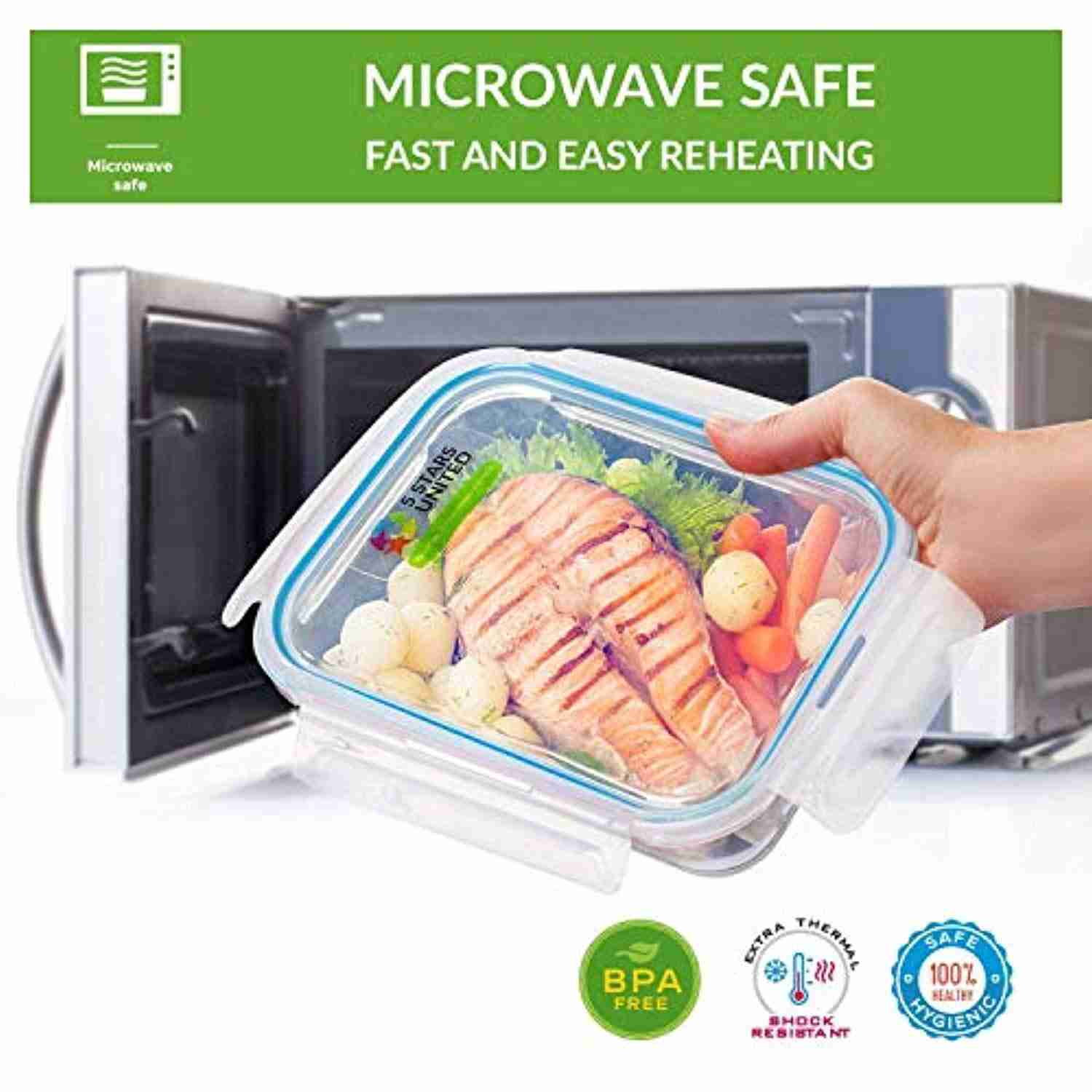 6-Pack Glass Food Storage Containers with Airtight Lids (35 Oz & 12 Oz) - BPA-Free & Multi-Purpose