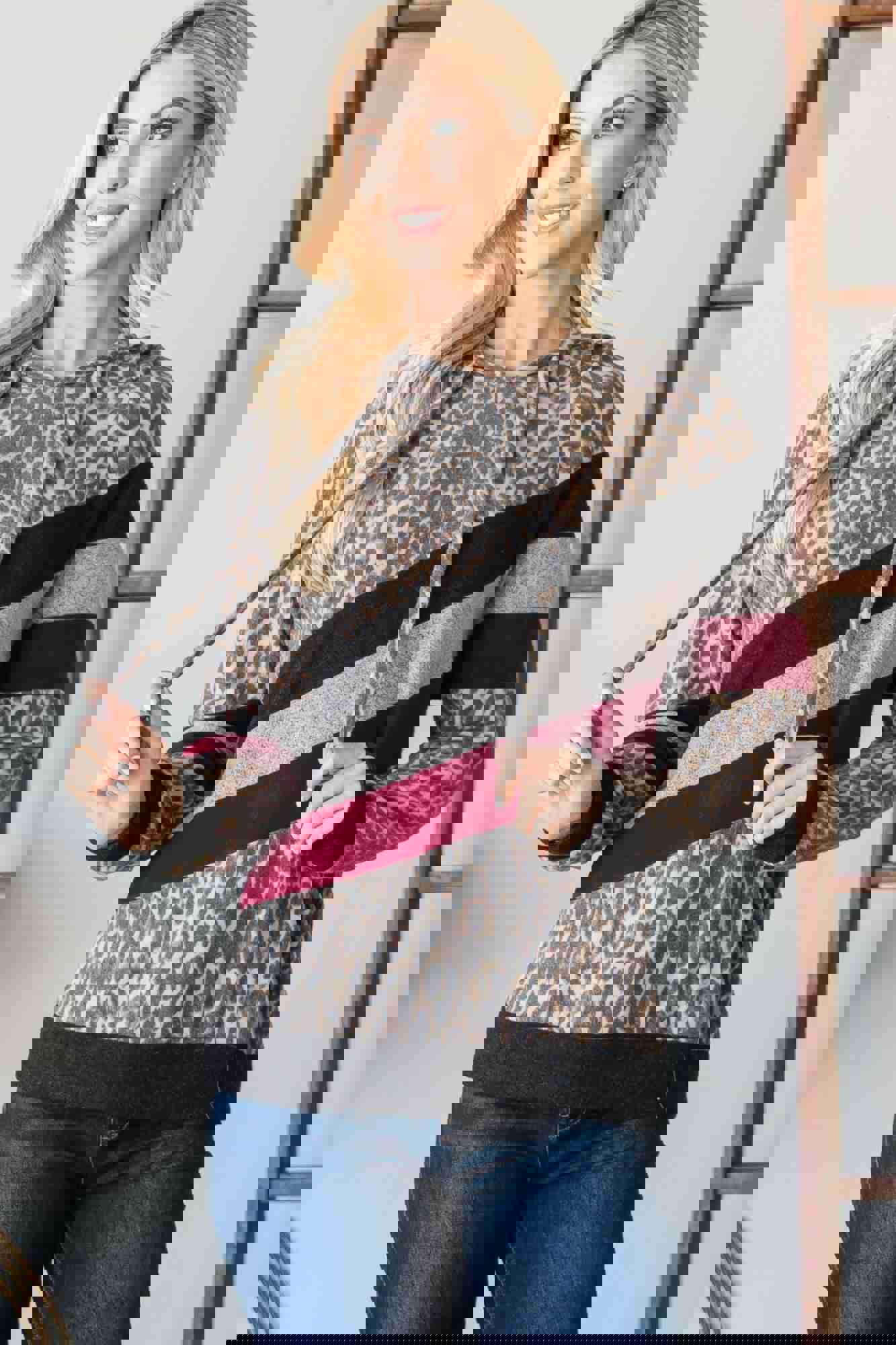 Animal Color Block Hoodie - Stylish and Cozy Leopard Print