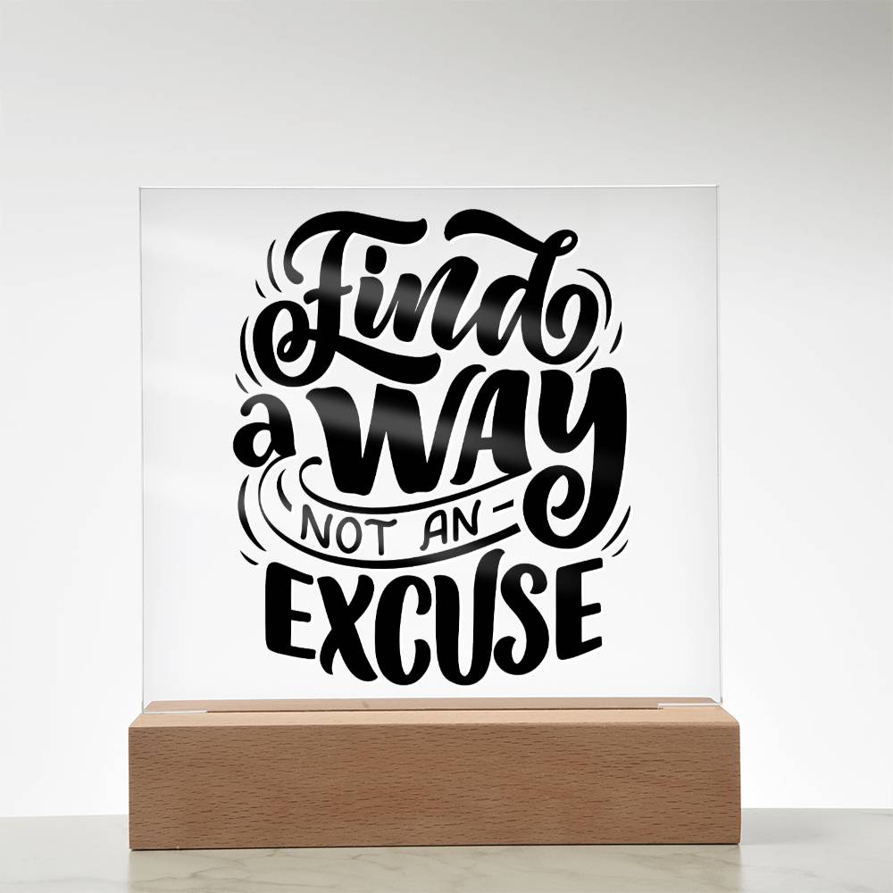 Find A Way - Motivational Acrylic with LED Night Light - Inspirational Home Decor - Encouragement Gift