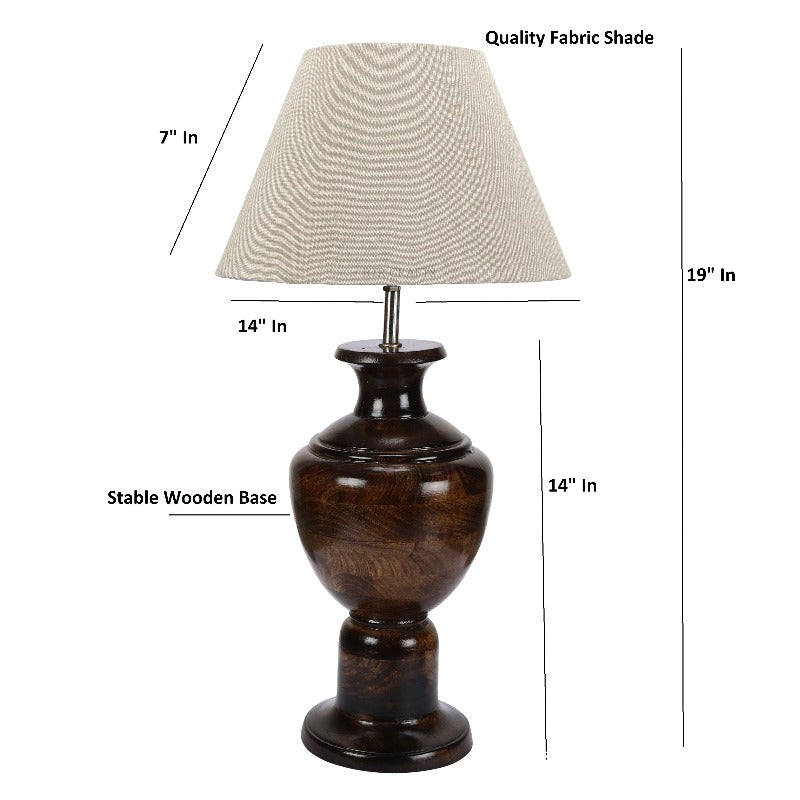 BTR CRAFTS Spotted Wooden Big Matki Table Lamp (Bulb not Included)