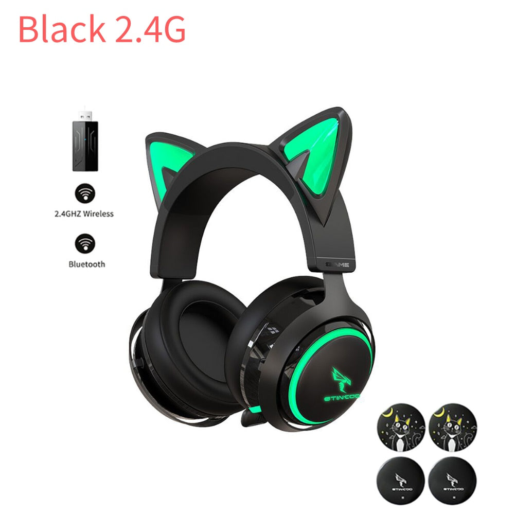 Luminous Cat Ears Headphones with Magic Touch Light Effect