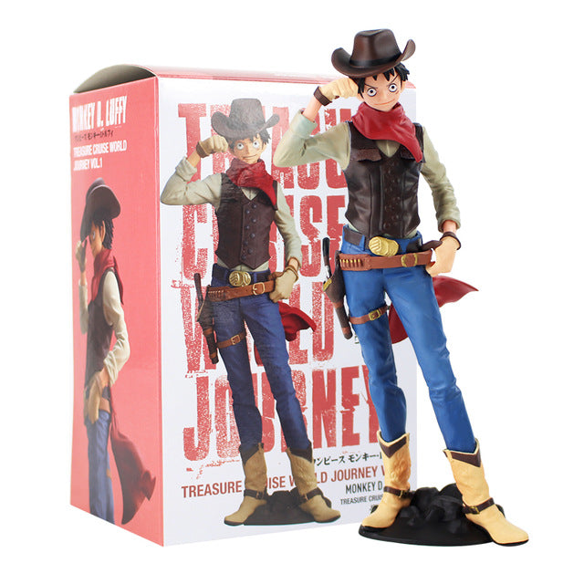 Anime One Piece World Journey Vol.1 Monkey D Luffy Nami Roronoa Zoro Cowboy Style PVC Action Figure Toys