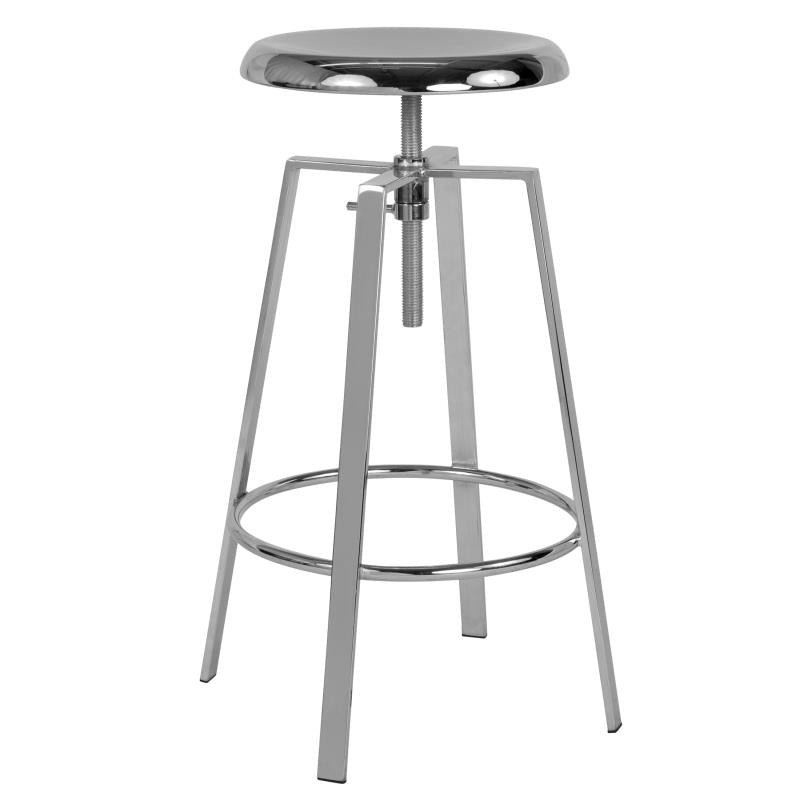 Flash Furniture Toledo Industrial Style Barstool - Adjustable Height, Swivel Seat, Chrome Finish