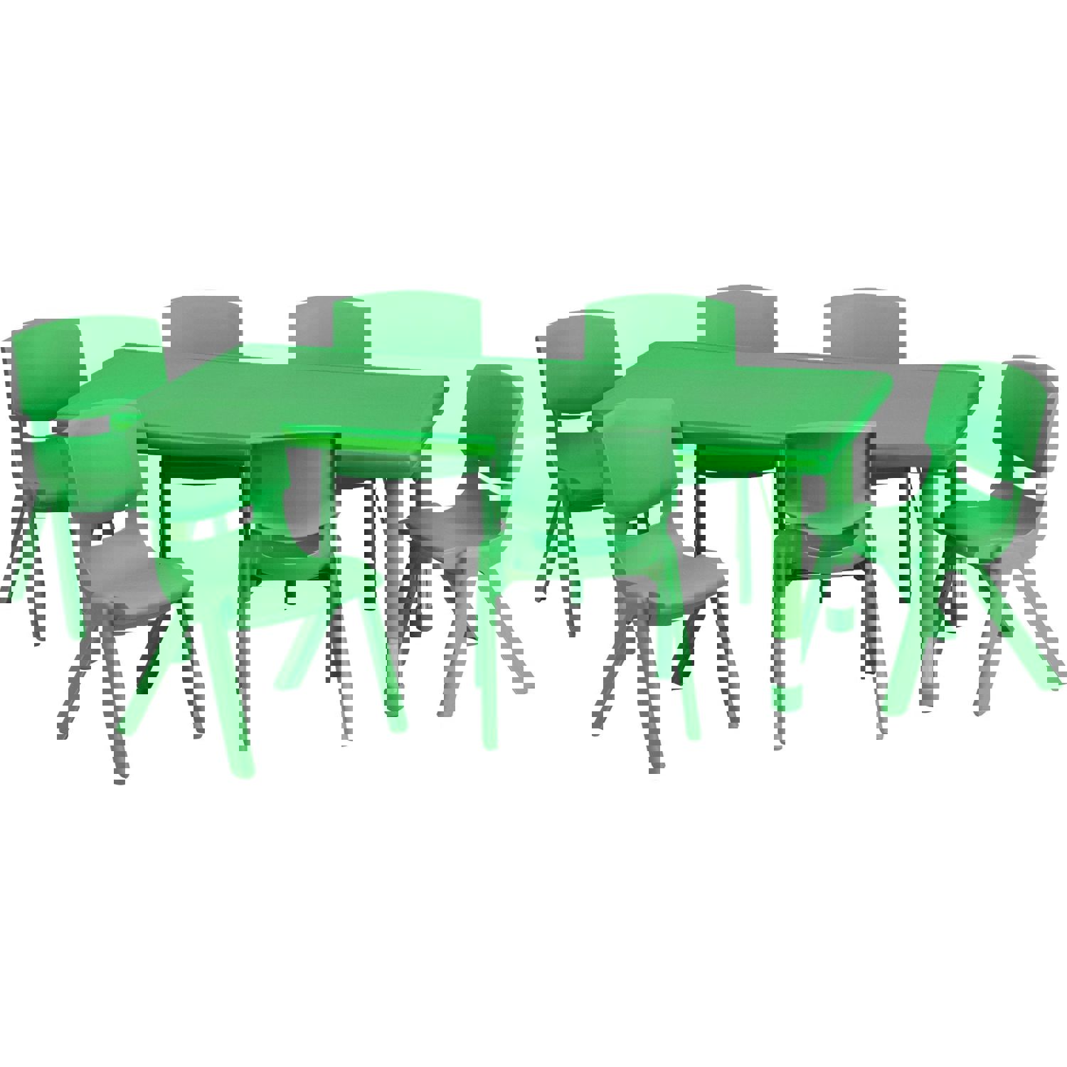 Emmy 24W x 48L Rectangular Plastic Height Adjustable Activity Table Set with 6 Chairs