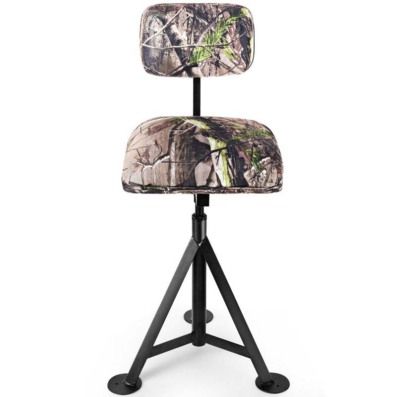 360° Camo Swivel Hunting Chair with Adjustable Height and Detachable Backrest