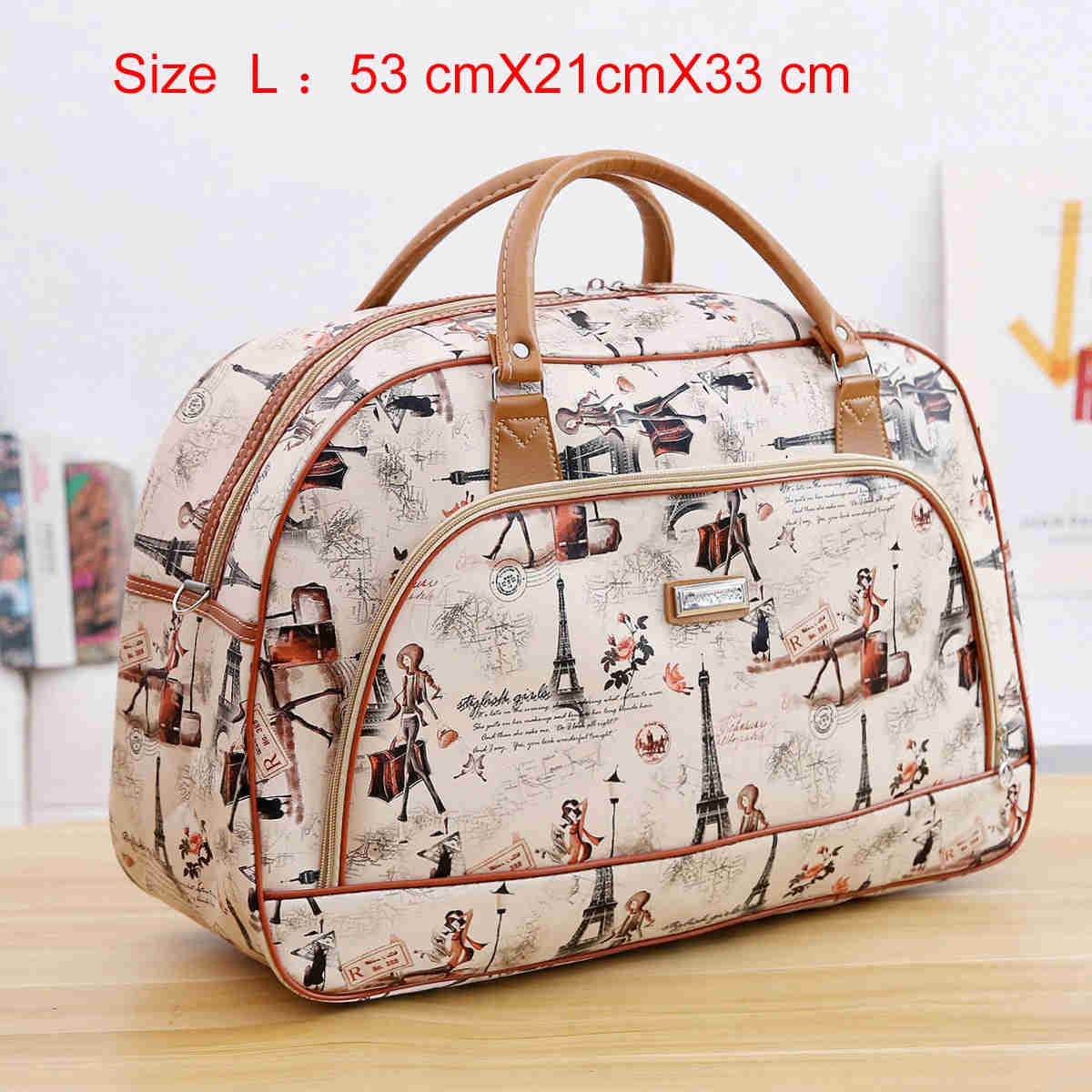 Lkblock Women's Fashion PU Leather Travel Duffle Bag - Large Capacity, Waterproof, Cartoon Print