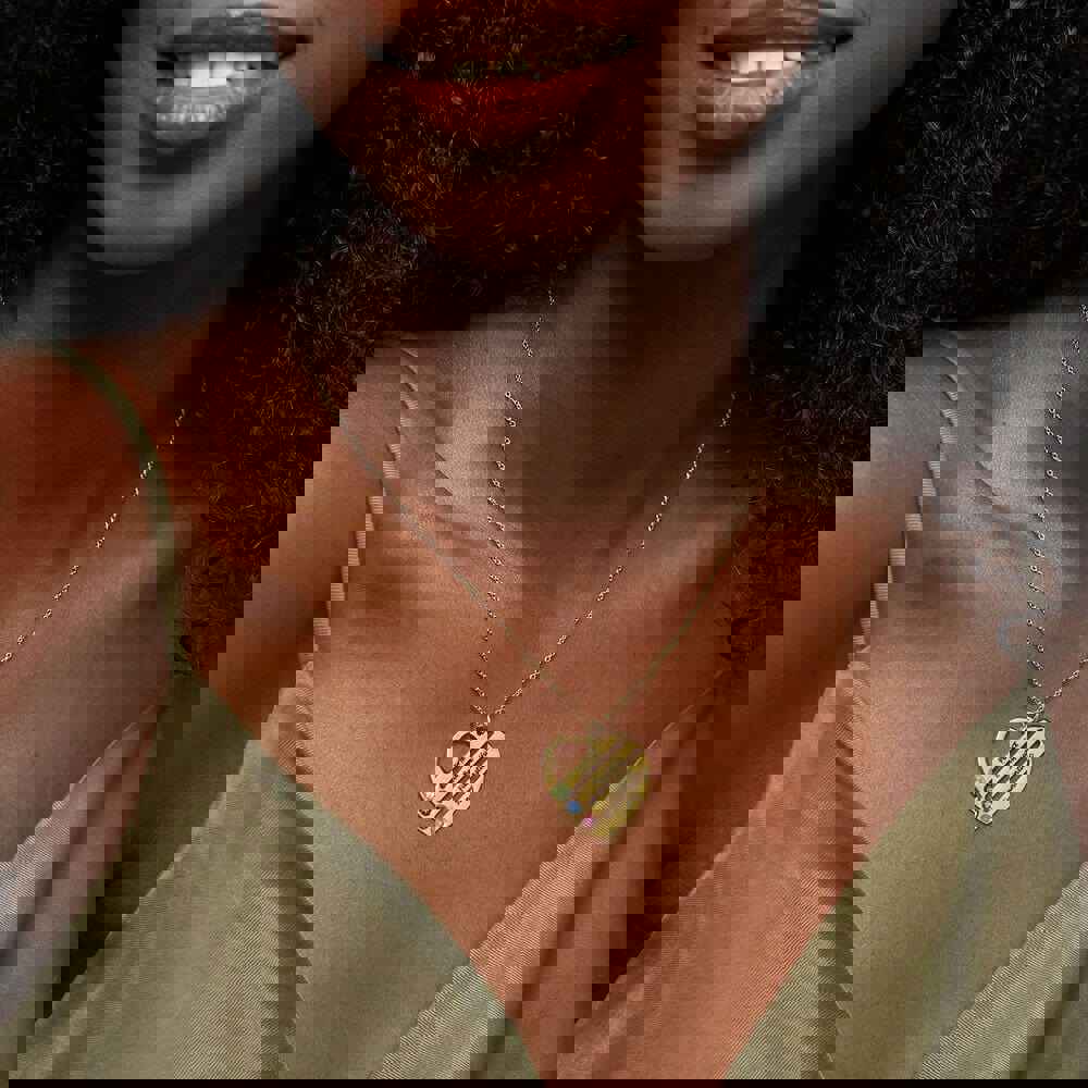 Custom Text Heart-shaped Colorful Necklace Personalized Silver Name Necklace Jewelry Design for Mother's Day Gift