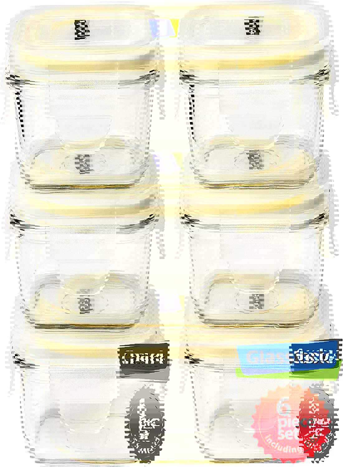 Glasslock Food-Storage Container with Locking Lids Microwave Safe Rectangular 37oz/1100ml Pack of 3
