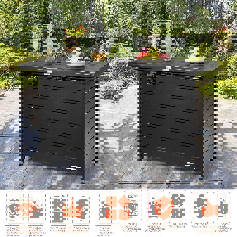60000 BTU Outdoor Propane Fire Pit Table with Lava Rock and Waterproof Cover