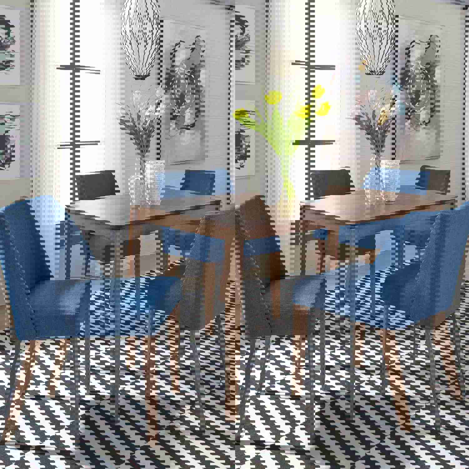 Space Savers 5-Piece Rectangular Table Set in Satin Walnut Finish