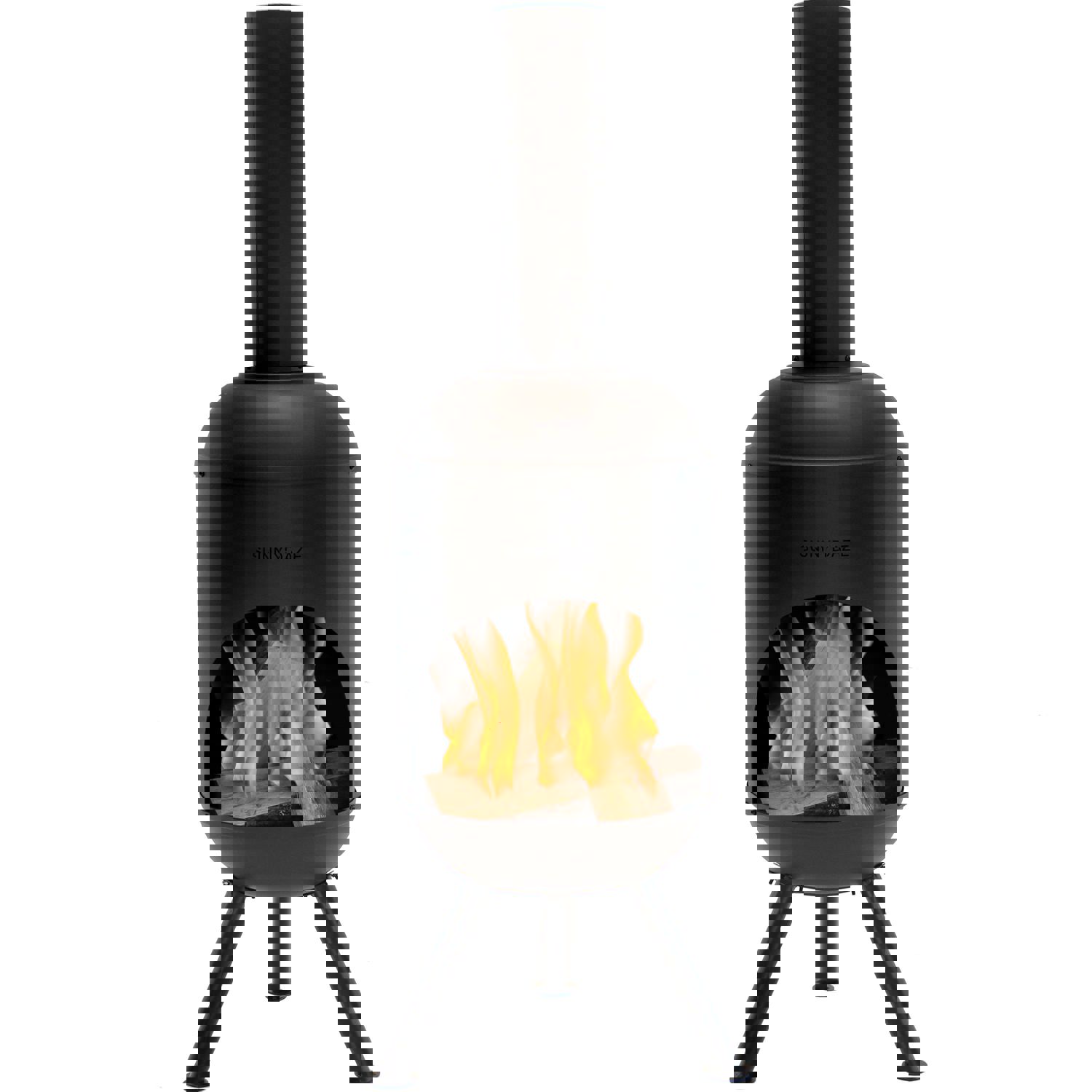 Sunnydaze 60 Chiminea Outdoor Wood-burning Fire Pit Black Steel with Fire Poker