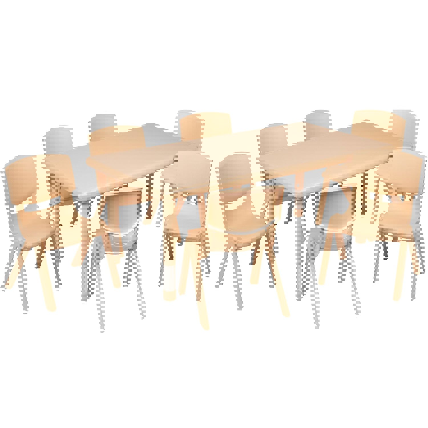 Emmy 24W x 48L Rectangular Plastic Height Adjustable Activity Table Set with 6 Chairs