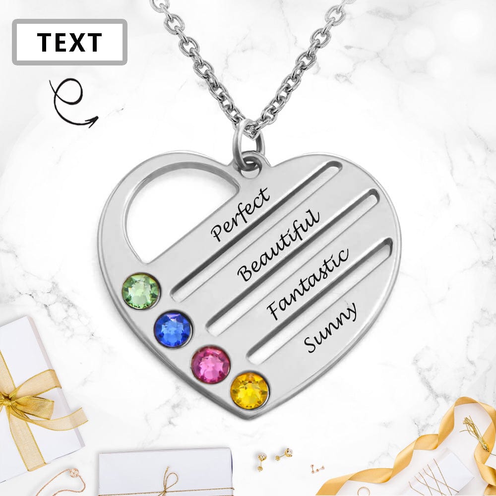 Custom Text Heart-shaped Colorful Necklace Personalized Silver Name Necklace Jewelry Design for Mother's Day Gift