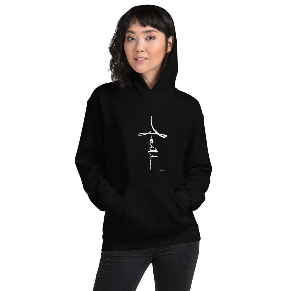 Faith Script - Vertical Cross - Unisex Hoodie