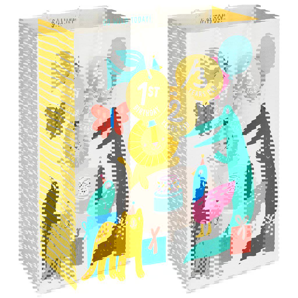 Hallmark 13 Zoo Animals Large Birthday Gift Bag