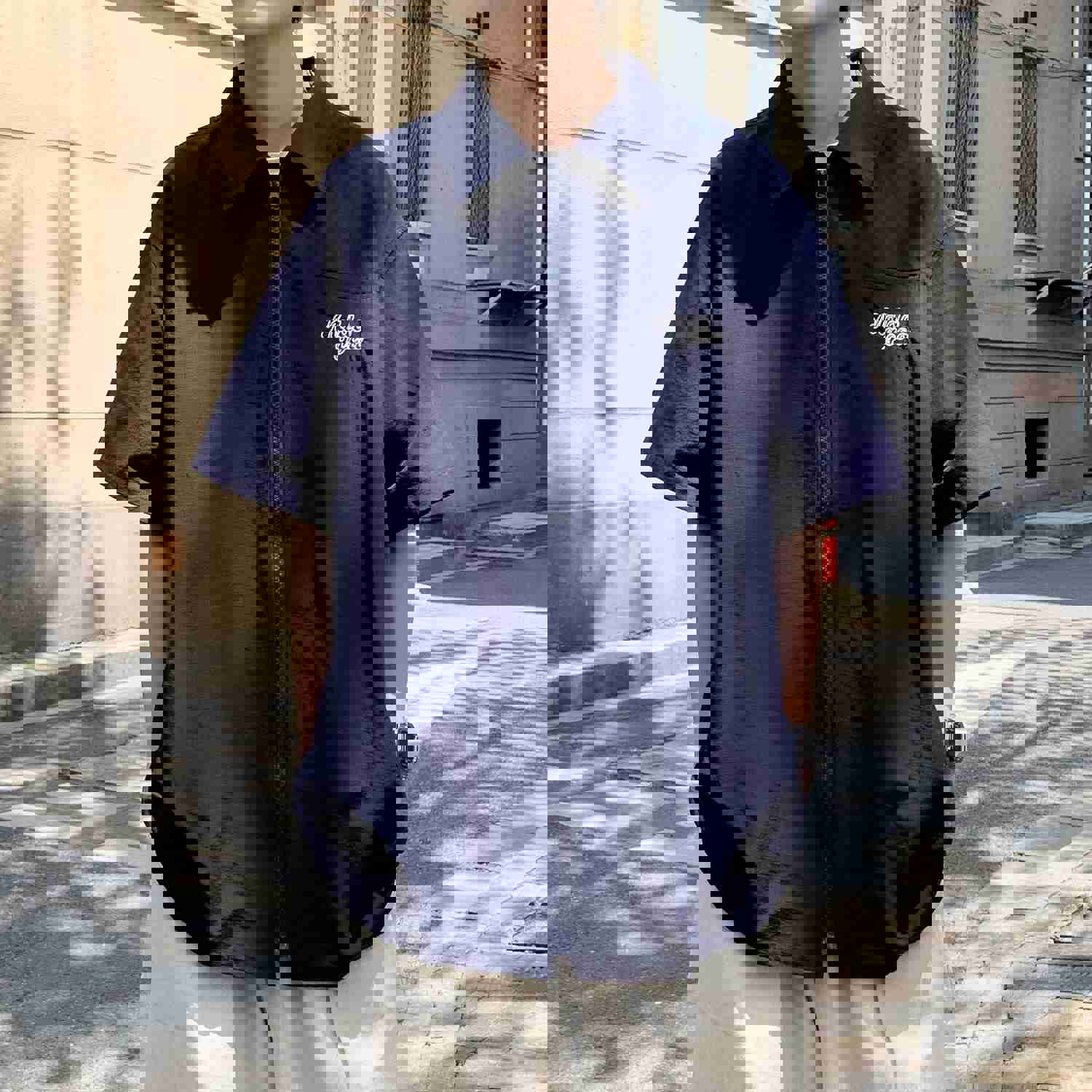 Men's Korean Fashion Short Sleeve Letter Embroidery Loose Tops Shirt