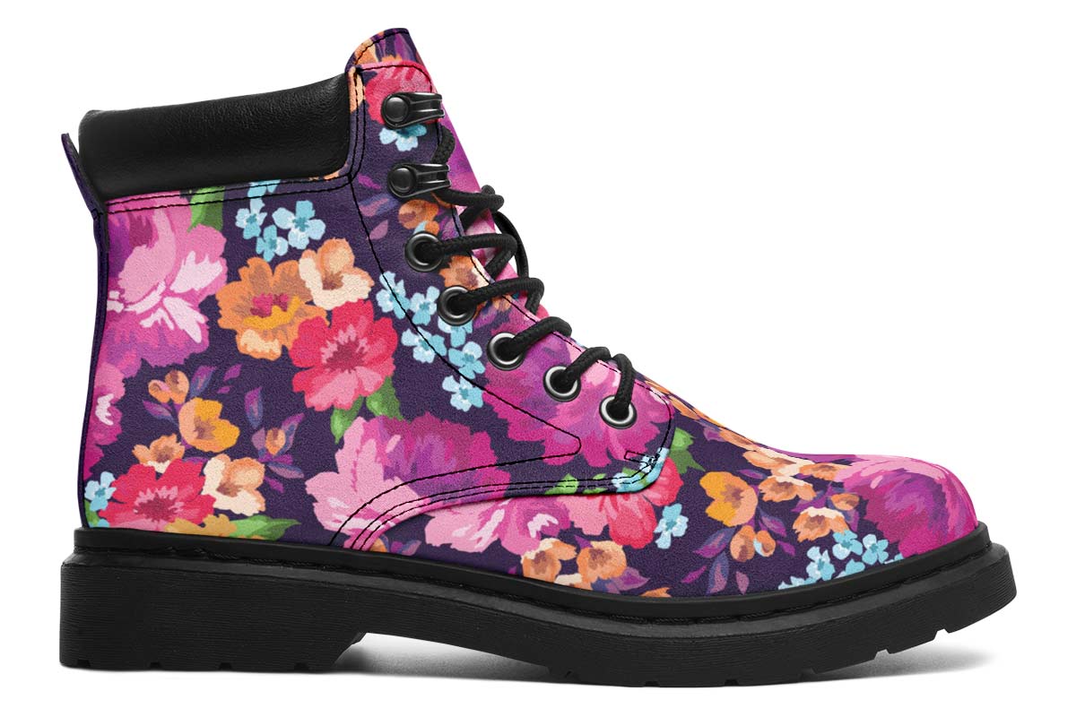 Floral Classic Vibe Boots - Custom Printed, Vegan & Water Resistant
