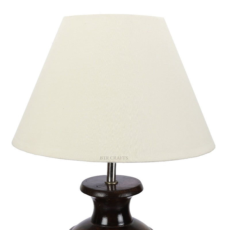 BTR CRAFTS Spotted Wooden Big Matki Table Lamp (Bulb not Included)