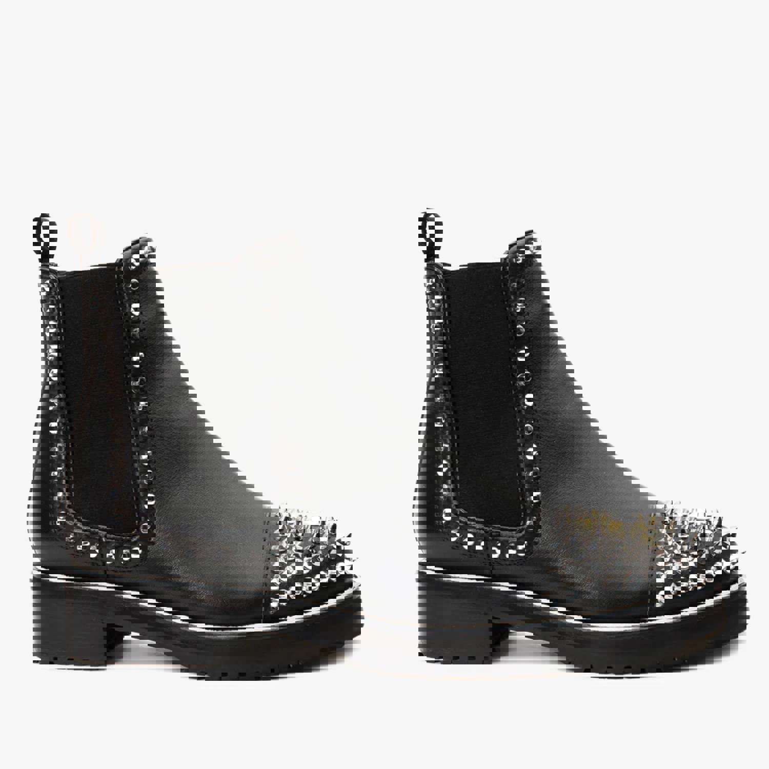 Vuvulane Black Spike Leather Ankle Women Boot