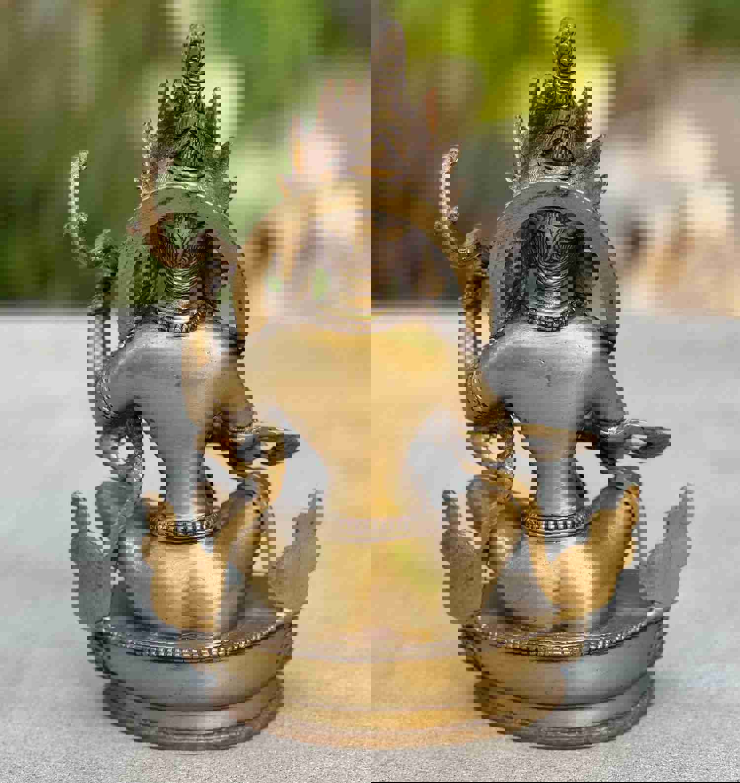 Goddess Of Music and Wisdom Yangchenma Saraswati Statue - Solid Brass Antique Finish, 8 Inches Tall