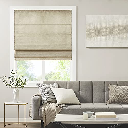 Madison Park Como Taupe Cordless Roman Shade - Room Darkening, Energy Efficient Window Treatment