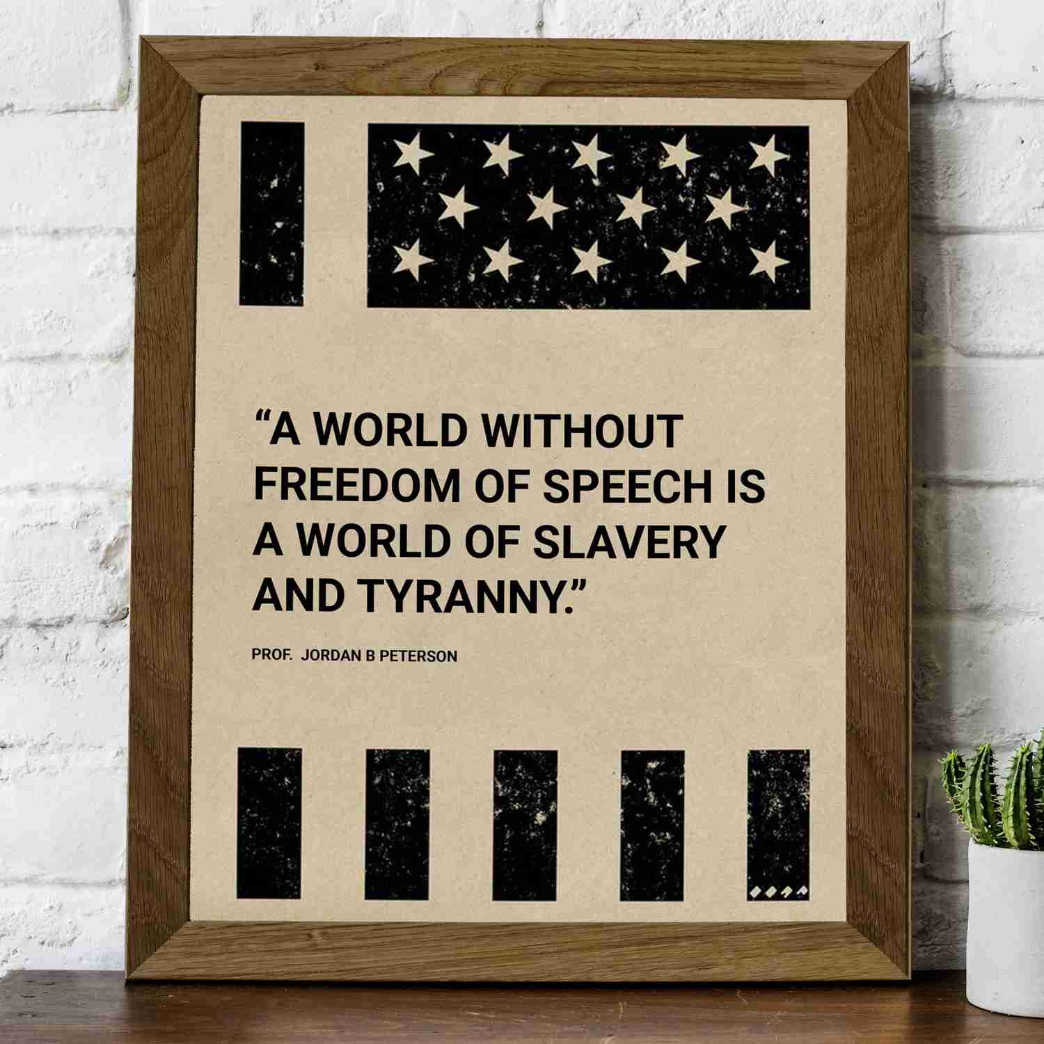 World Without Freedom of Speech - American Flag Wall Art - 8 x 10 Patriotic Poster Print