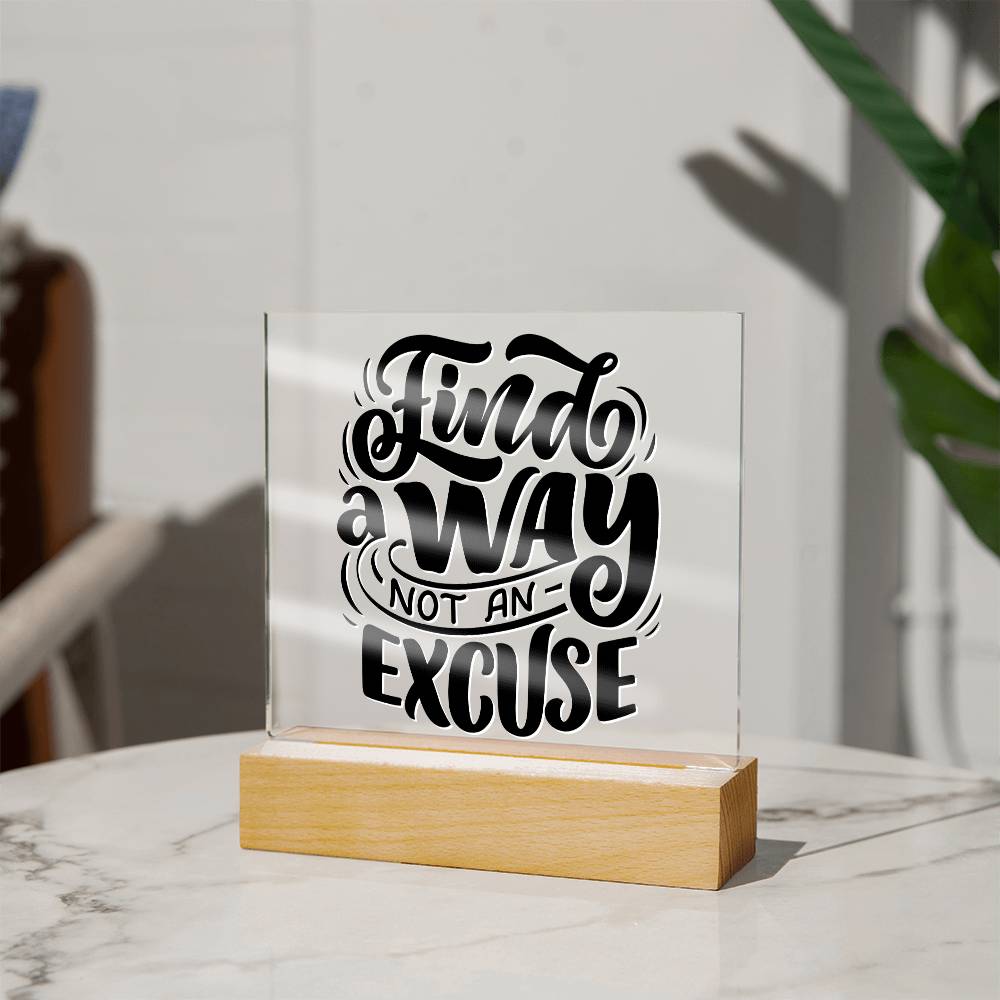 Find A Way - Motivational Acrylic with LED Night Light - Inspirational Home Decor - Encouragement Gift