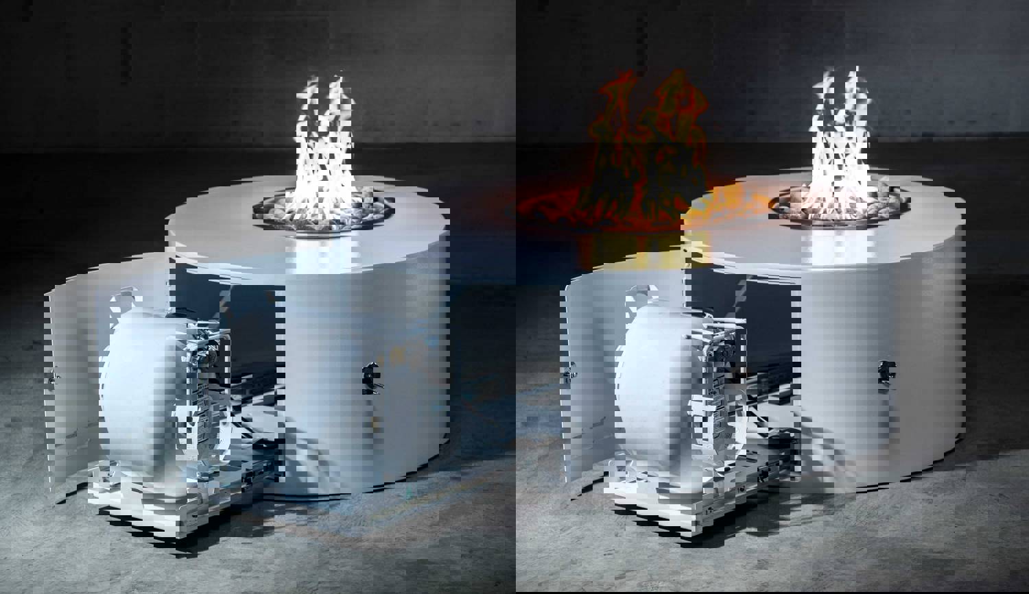 Isla 42 Gray Powder Coated Metal Liquid Propane Fire Pit with Flame Sense and Spark Ignition
