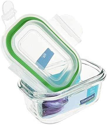 Glasslock Food-Storage Container with Locking Lids Microwave Safe Rectangular 37oz/1100ml Pack of 3