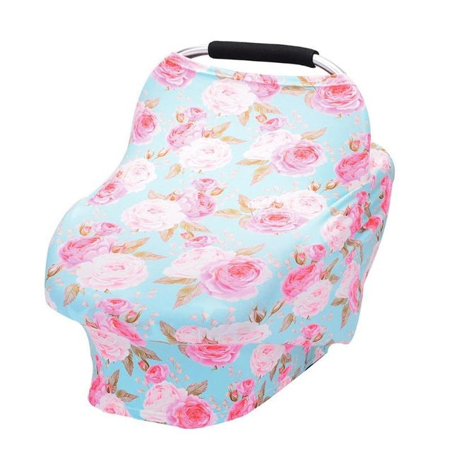 Floral Print Baby Nursing Privacy Cover - Soft Breastfeeding Scarf for Stroller and Car Seat