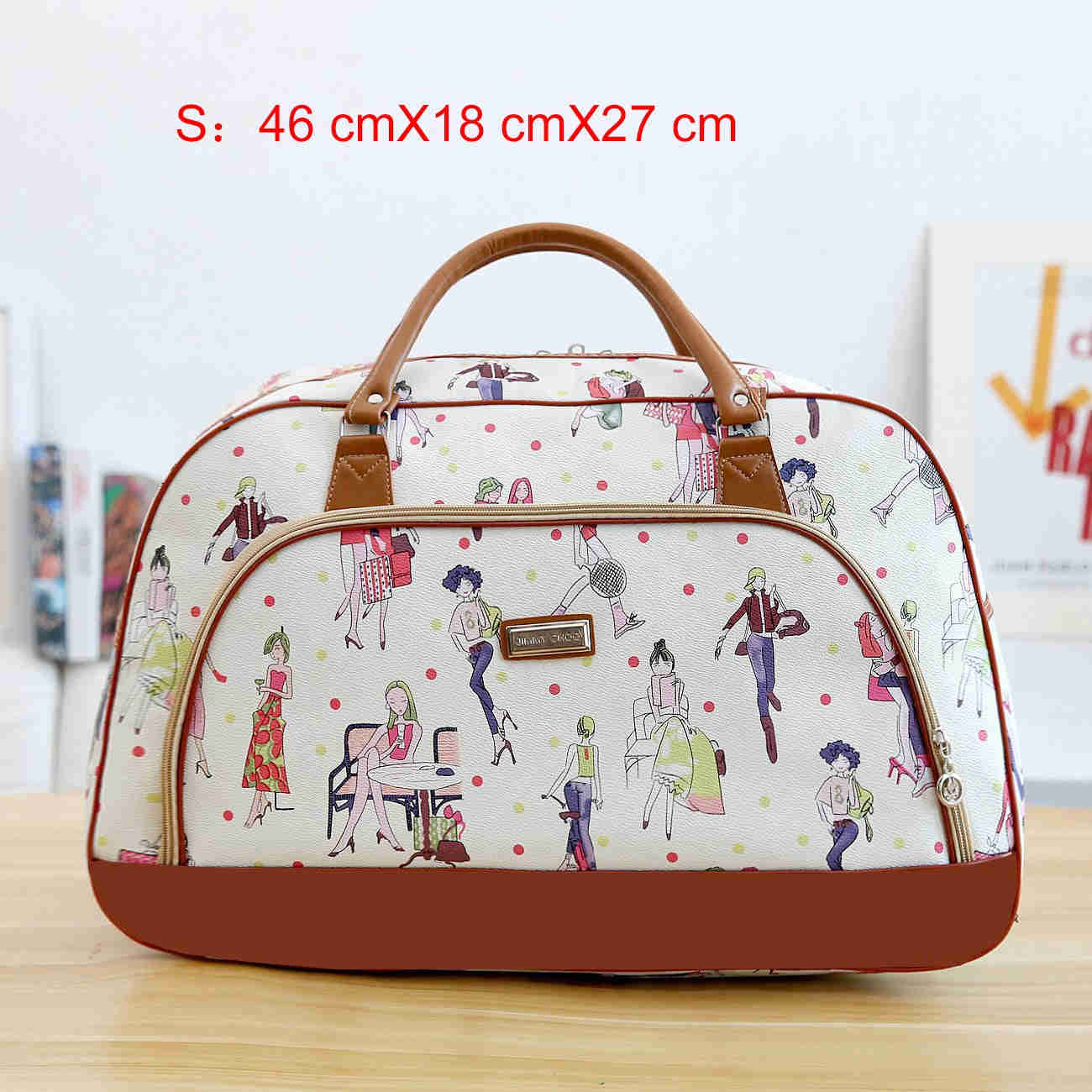 Lkblock Women's Fashion PU Leather Travel Duffle Bag - Large Capacity, Waterproof, Cartoon Print