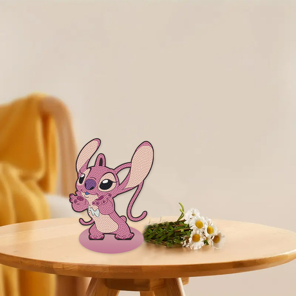 Special Shaped Wooden Stitch Desktop Diamond Painting Art for Home Decor (Pink)