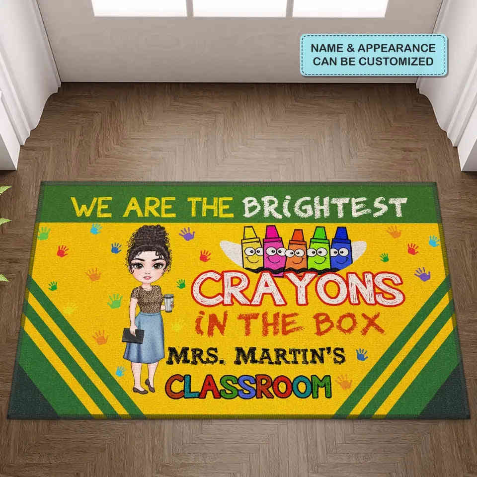 Personalized Custom Doormat - Teachers Day, Birthday Gift For Teacher - The Brightest Crayons In The Box