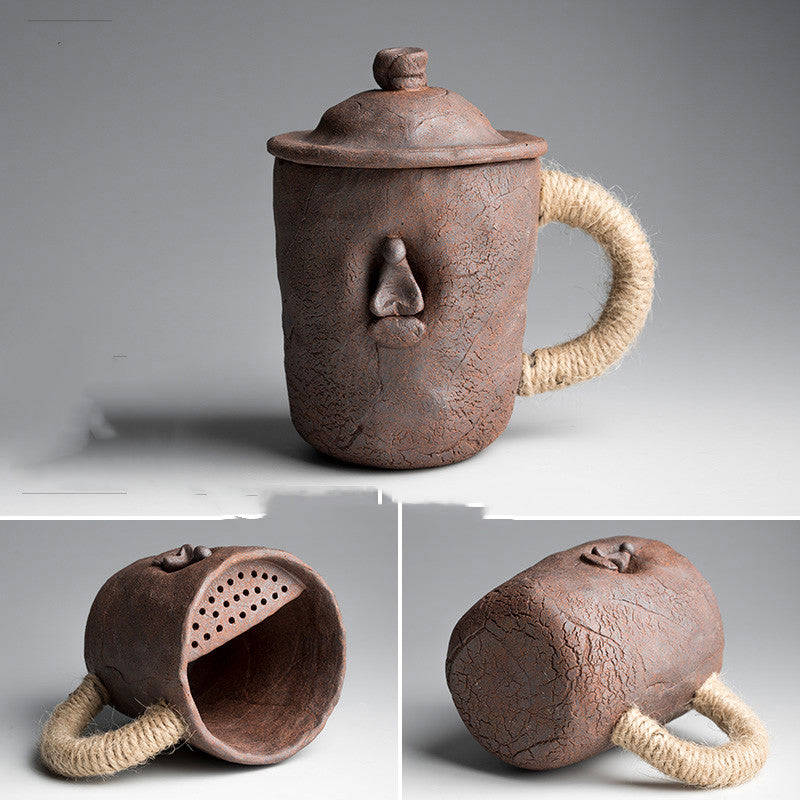 Thick Ceramic Mug With Lid Spoon - Large-capacity Japanese Coffee Cup