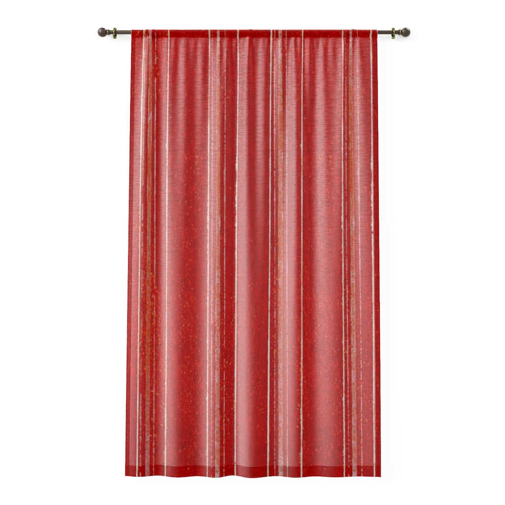 Vintage Japanese Woodblock Print Red Sheer Window Curtain